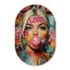 Vrouw - Kauwgom - Graffiti - Love Wandcirkel Ovaal Forex klein -3d