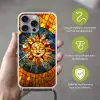 Mozaïek - Zon - Geel - Cirkel Hoesje iPhone 16 Pro Max met koord klein -sfeer2_NL