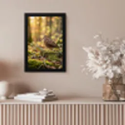 Houtsnip - Bos - Bladeren - Herfst - Gecamoufleerd fotolijst zwart zonder passe partout klein -sfeer5