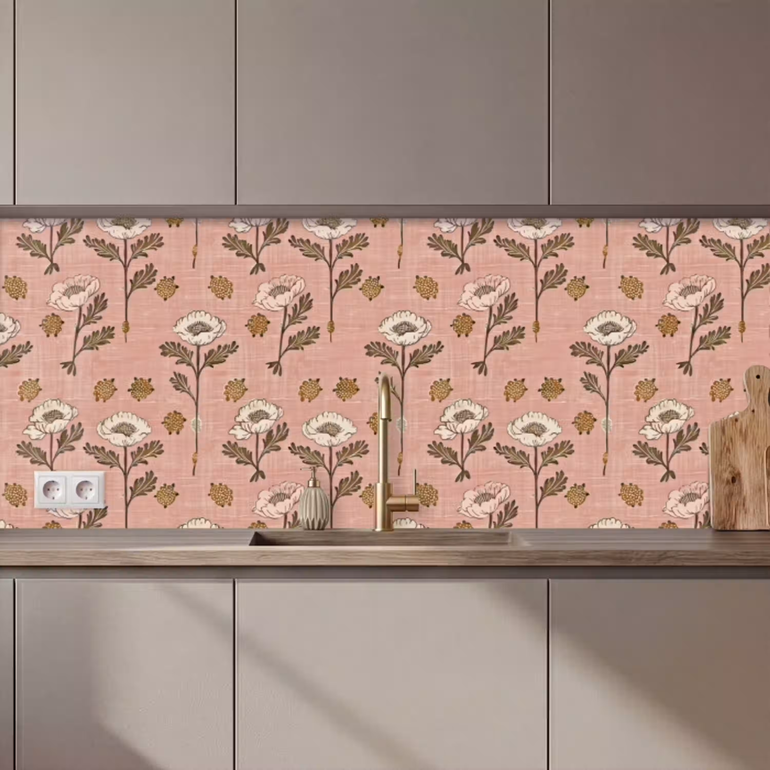 Roze - Bloemen - Vintage - Textuur keuken achterwand 2 middel 871 zz_3dshopping
