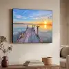 Water - Steiger - Vogels - Zonsondergang - Horizon Textielframe zwart klein -sfeer3
