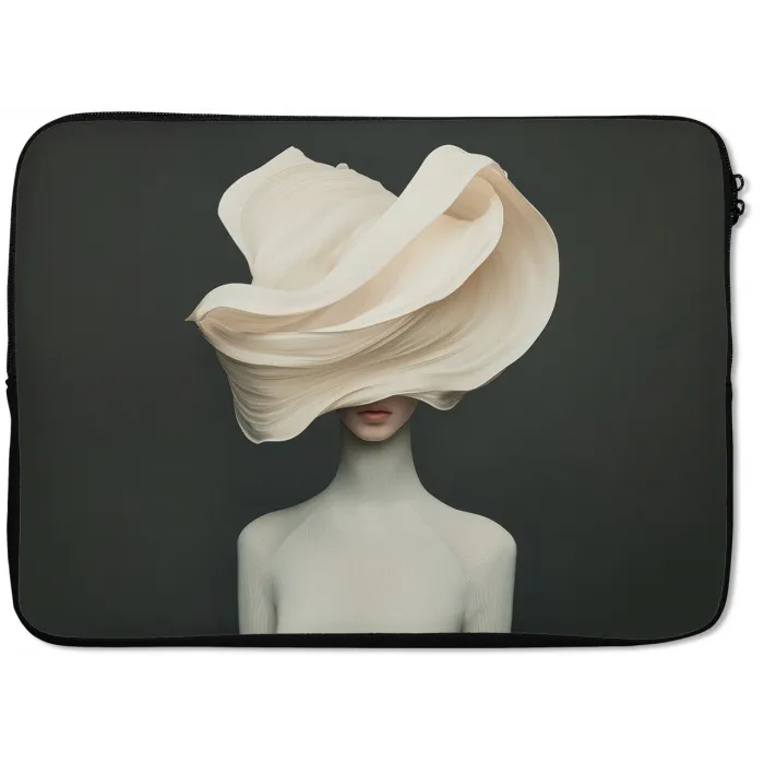 Vrouw - Beige - hoed laptophoes neopreen klein -zkaufland3dotto