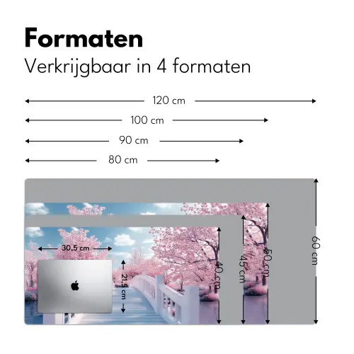Brug - Kersenbomen - Wit Muismat XXL klein -sfeer5