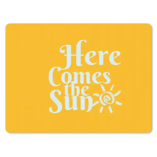 Geel - Blauw - Here comes the sun muismat rubber klein -3d