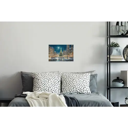 Kerstnacht - Stadsplein - Meerkleurig Muursticker klein -slaapkamer