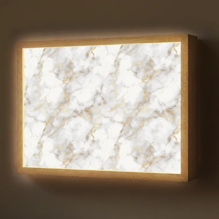 Gouden aders - Marmer - Wit Light Box met batterij (Wandlamp) middel 907 -z3d_website