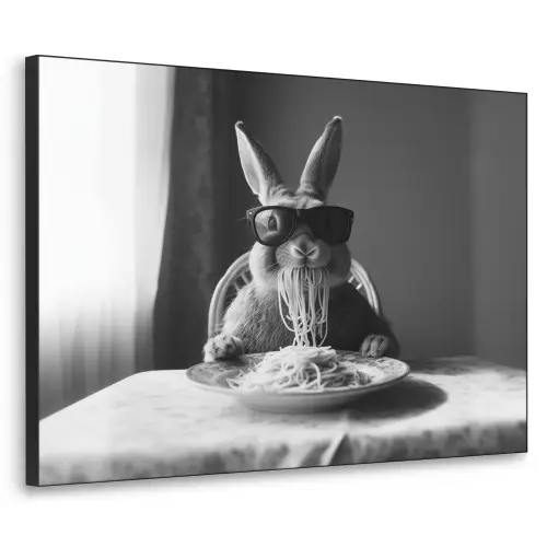 Konijn - Bunny - Zonnebril - Tafelkleed - Pasta - Schattig Textielframe - compleet frame klein -3d