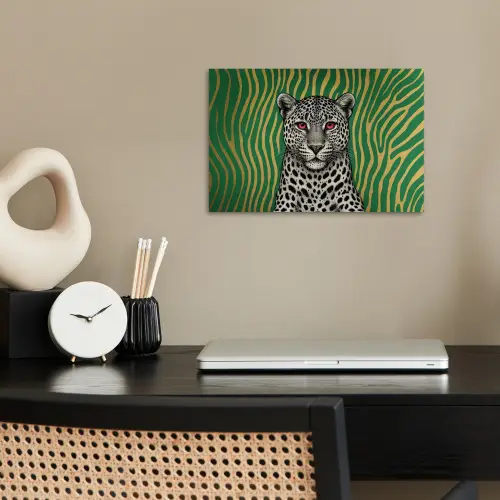 Panter - Zebrapatroon - Groen poster papier klein -sfeer1
