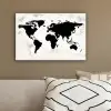 Wereldkaart - Zwart - Hout canvas 2cm klein -sfeer3