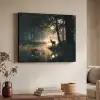 Hert - Bosbeek - Mystiek Textielframe zwart klein -sfeer3