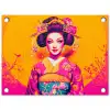 Bloemen - Vrouw - Kimono - Roze tuinposter los doek klein -3d