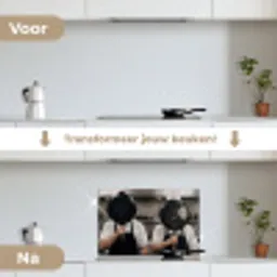 Koks - Koekenpannen - Keuken keuken achterwand spatscherm klein -voor_na_NL