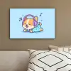 Corgi - Koptelefoon - Blauw - Muzieknoten canvas 2cm klein -sfeer3