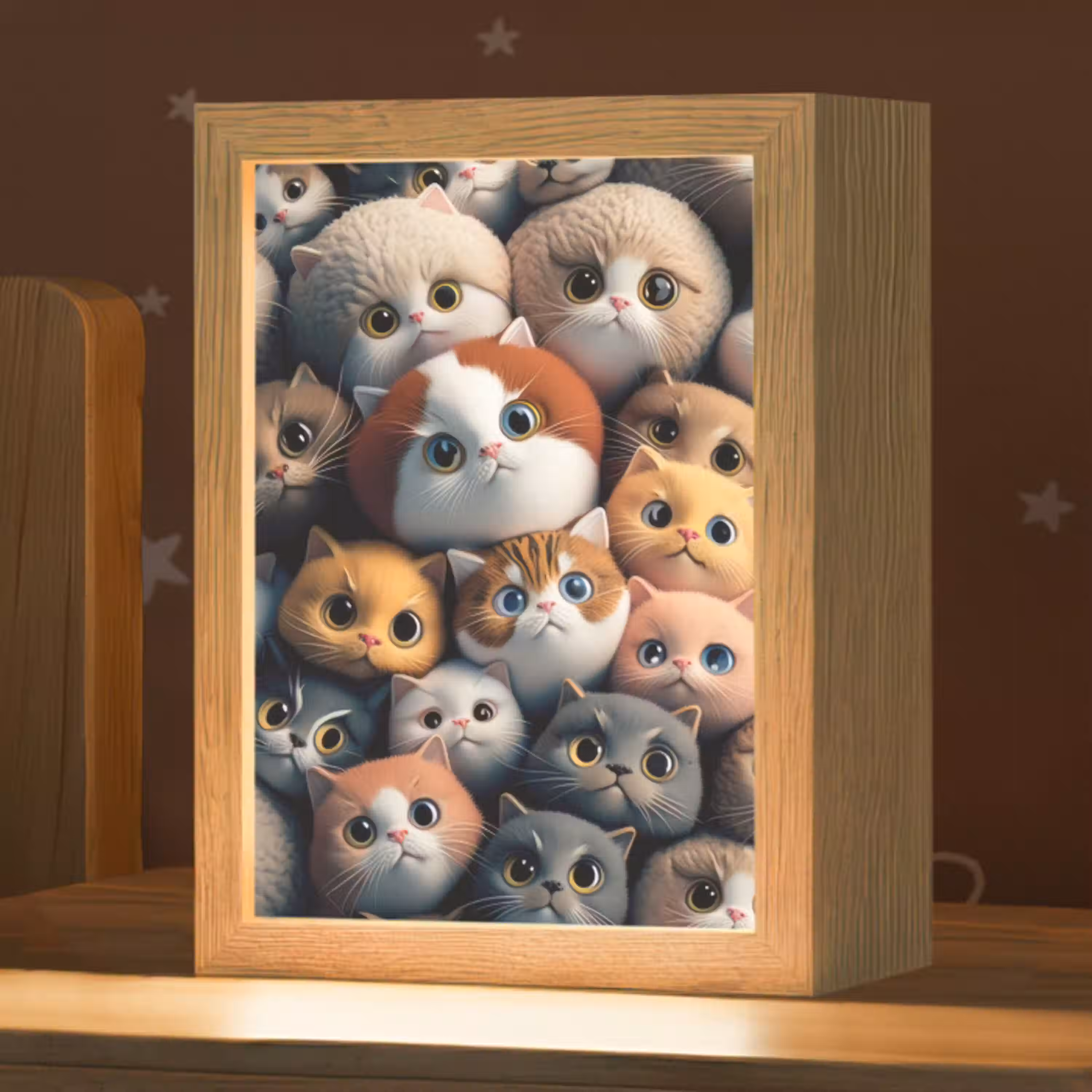 Poes - Kat - Design - Bruin - Grijs - Kids Light Box met kabel klein -zzz_3d_website