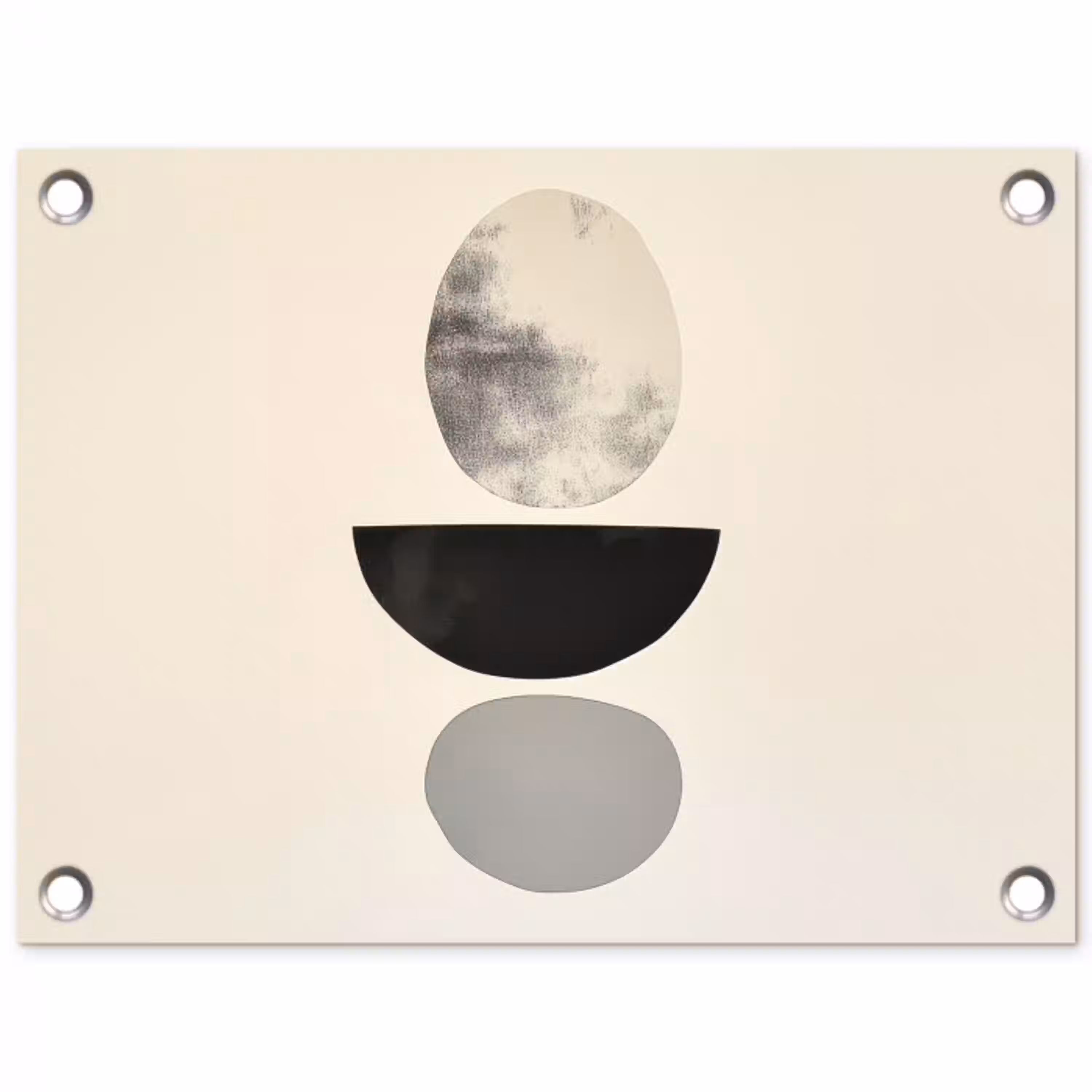 Beige - Japandi - Wabi sabi tuinposter los doek klein -3d