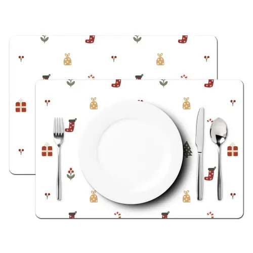 Illustratie - Kerstsymbolen - Wit Placemat vinyl groot 368 -zzsfeer2_Kitchenyeah-website