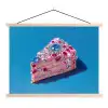 Taart - Edelstenen - Glitters - Roze textielposter latten blank klein -3d