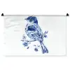 Vogel - Delfts blauw - Illustratie - Bloemen Wandkleed katoen middel -zz3d