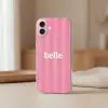 Roze - Gestreept - Belle Apple iPhone 16 klein -sfeer2