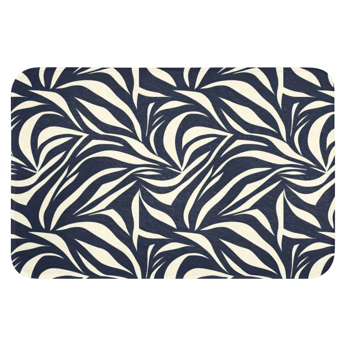 Bladvormen - Blauw - Patroon - Wit WCmat klein 1009 -3d