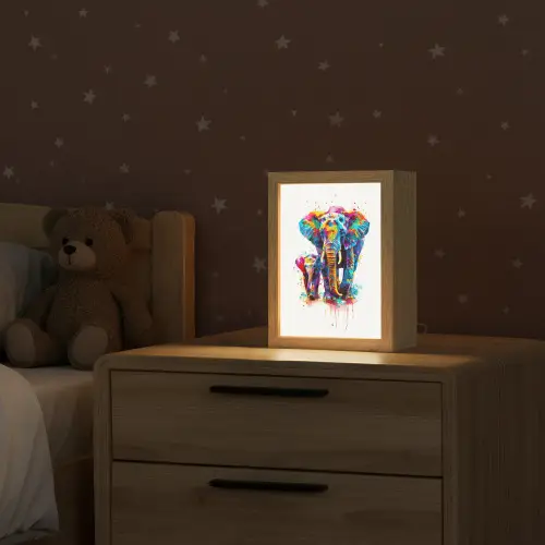 Olifanten - Dieren - Verf - Kleurrijk Light Box met kabel klein -sfeer1_kind