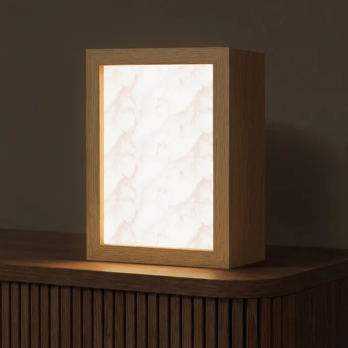 Zalmroze - Marmer - Aders Light Box met kabel (Tafellamp) klein 925 -z3d_website