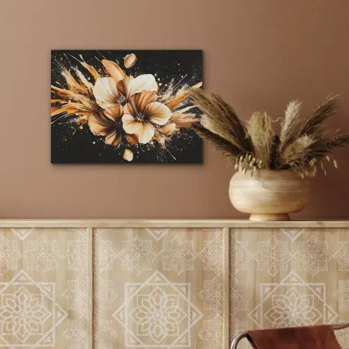 Bloemen - Goud - Graffiti - Zwart - Abstract PET vilt klein -sfeer4