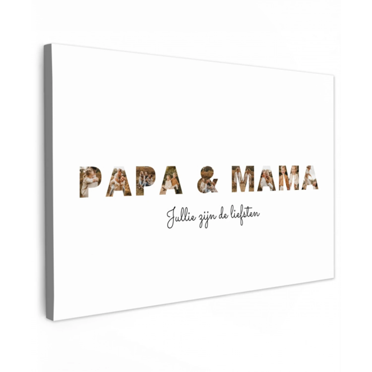 Papa & Mama - Lettercollage Tuinposter op houten frame 2 cm dik klein -3d