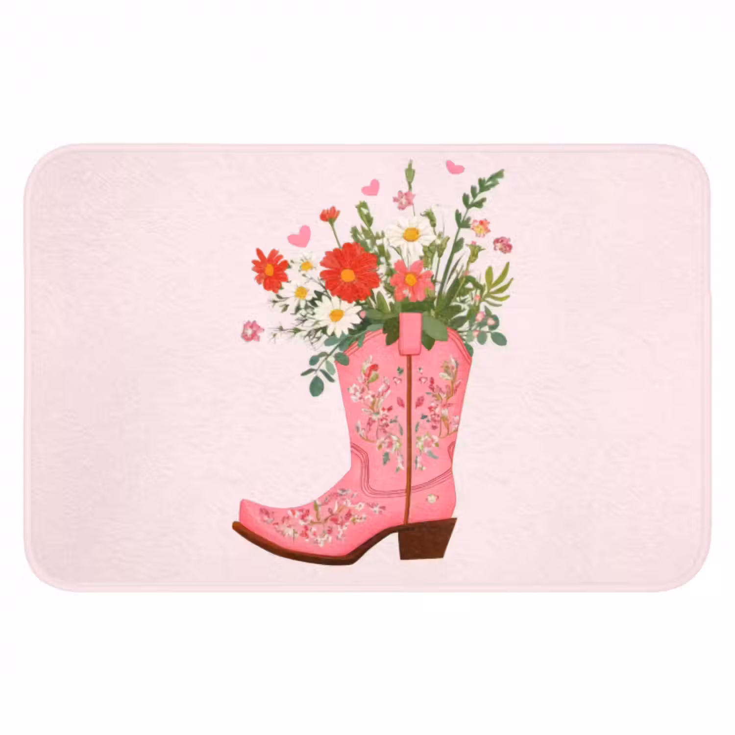 Badematte - Cowboystiefel - Rosa - Strauß - Blumen