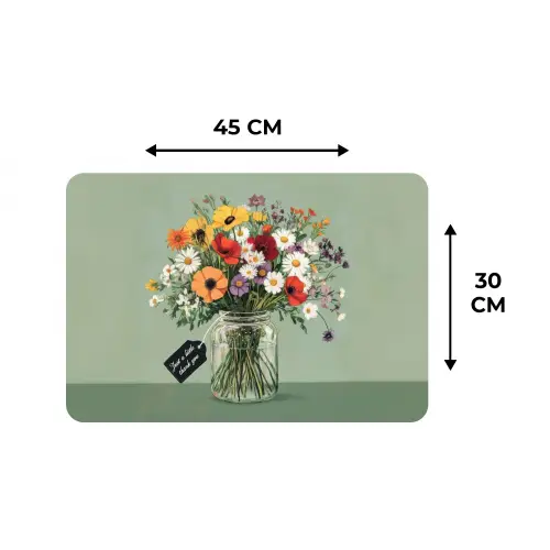 Bloemen - Vaas - Kaartje Placemat vinyl groot -specs