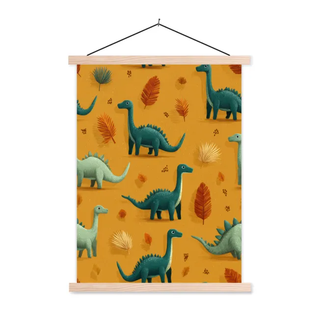 Hanging Poster - Dinosaurs - Spines - Autumn leaves - Brown