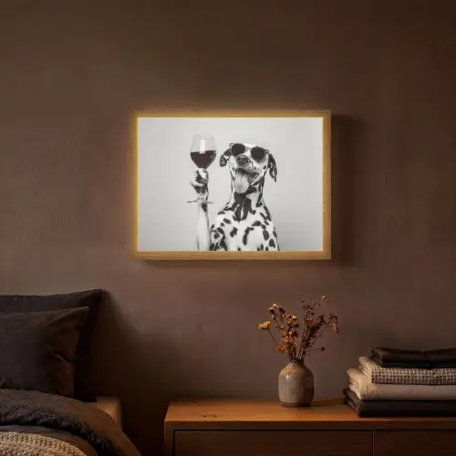Zonnebril - Dalmatiër - Wijnglas - Tong Light Box met batterij (Wandlamp) middel -sfeer4