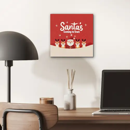 Illustratie - Kerstman - Rendieren - Rood aluminium wit klein -sfeer5