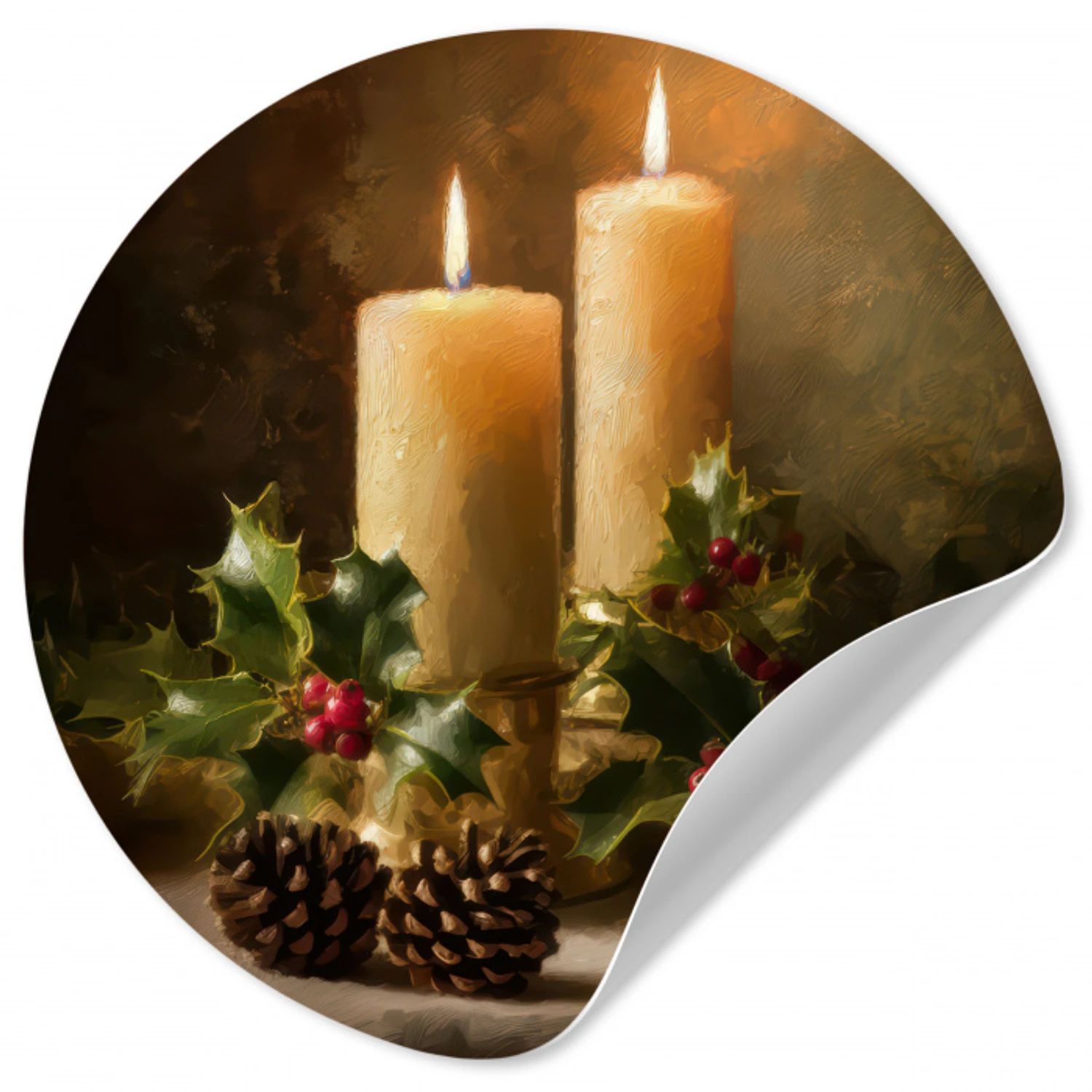 Kaarslicht - Kerst - Veelkleurig Wandcirkel behangsticker klein -3d
