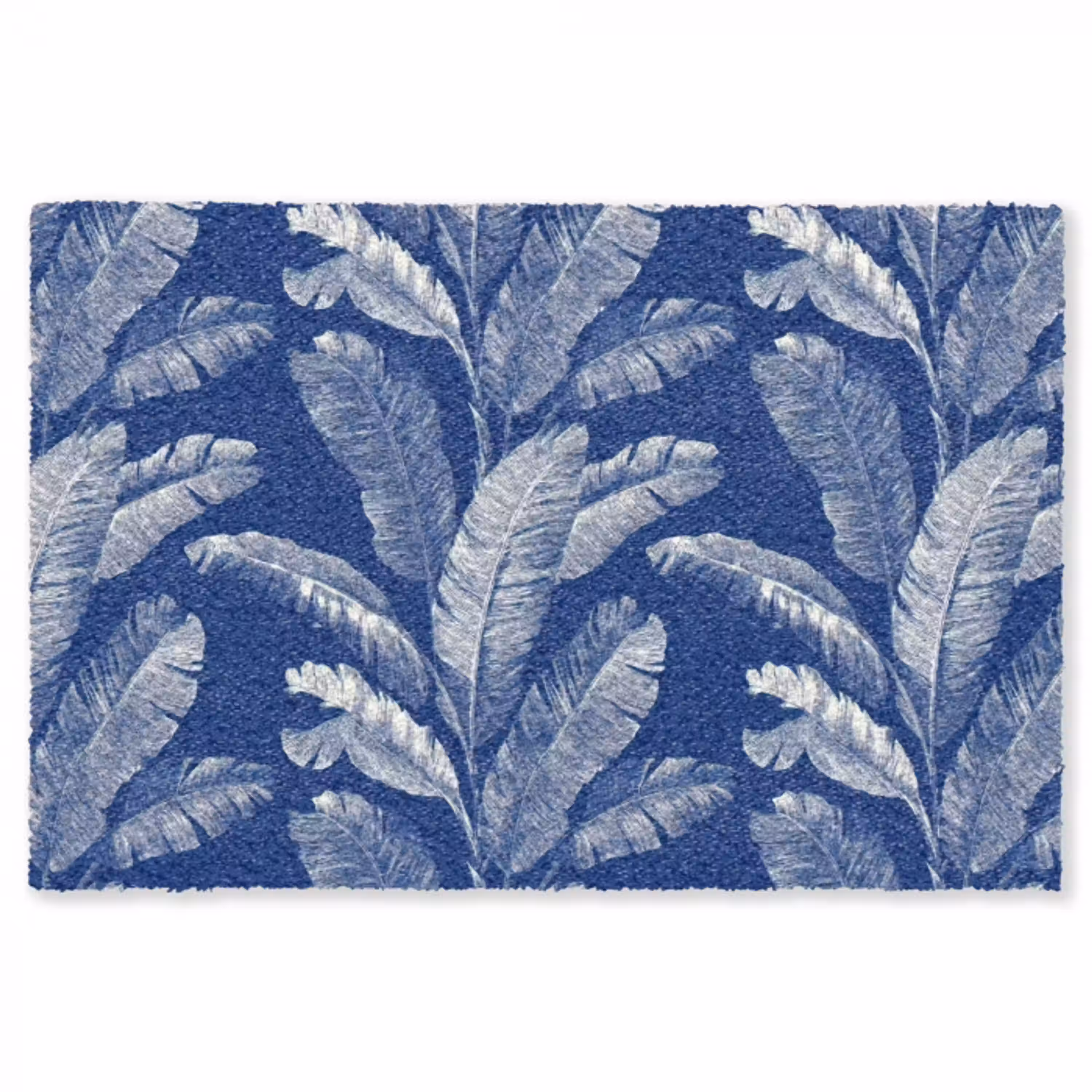 Blad - Palm - Blauw Vloerkleed Rechthoek klein 1091 -3d
