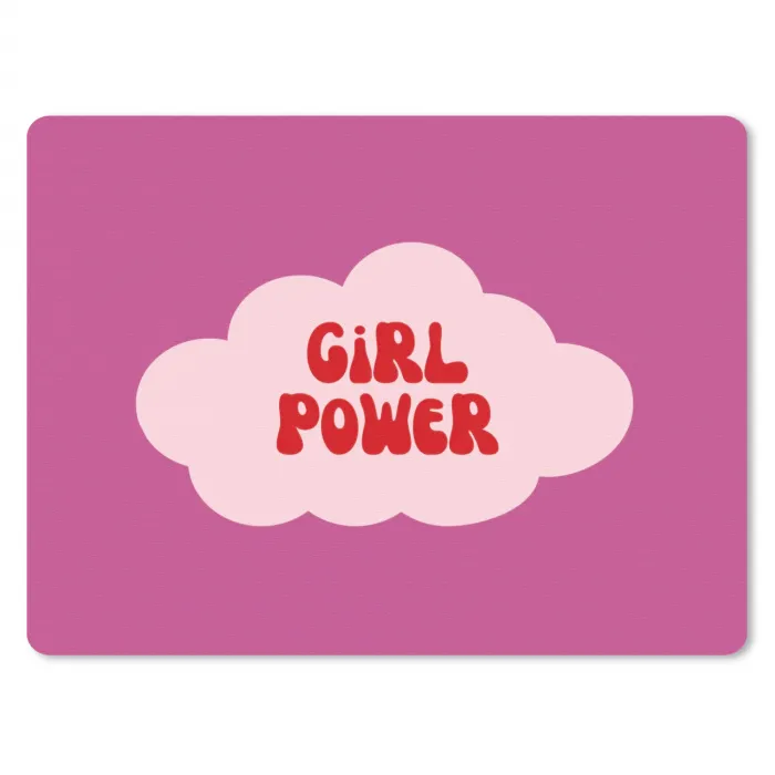Girl power - Wolk - Roze muismat rubber klein -3d