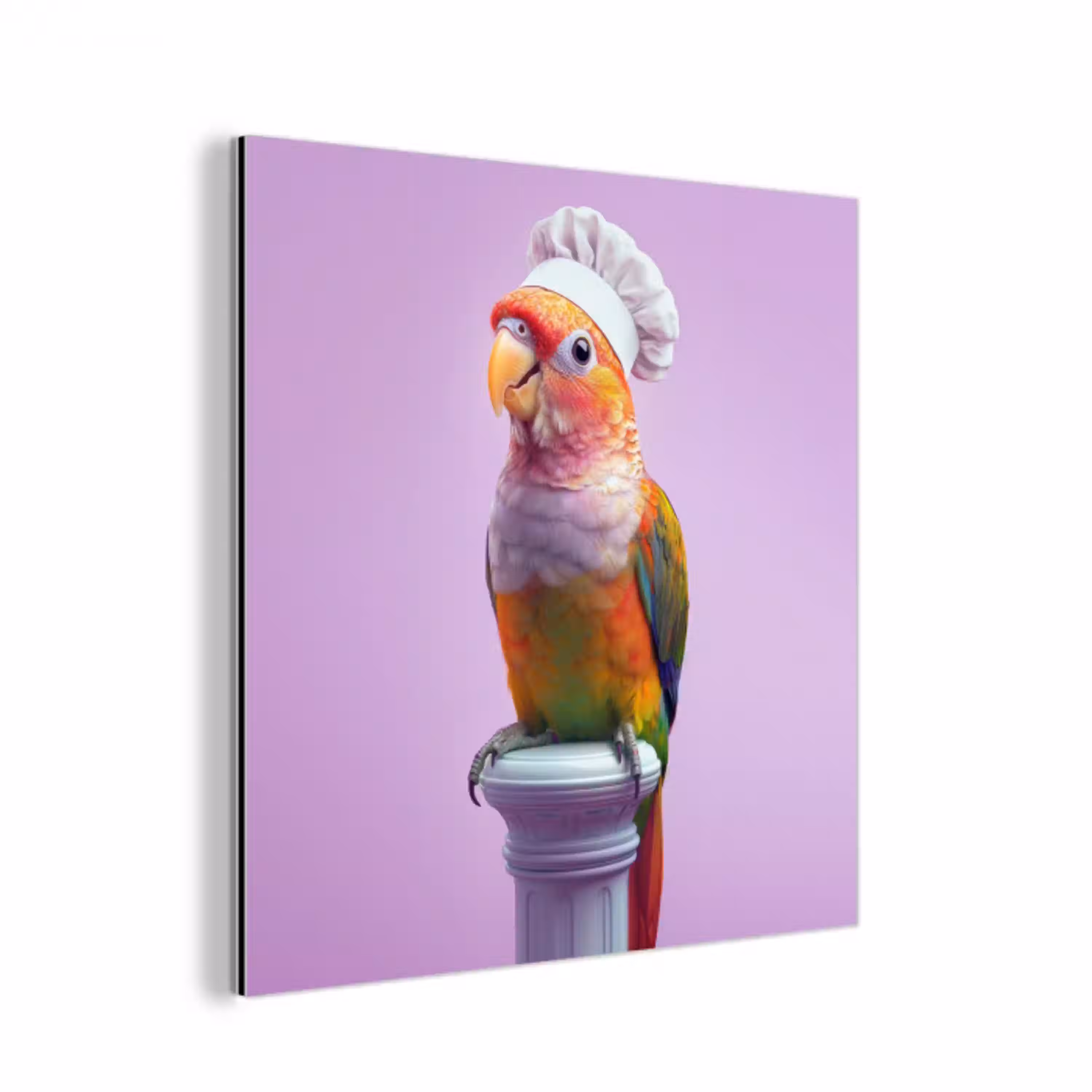 Papegaai - Koksmuts - Pilaar - Vogel aluminium wit klein -3d