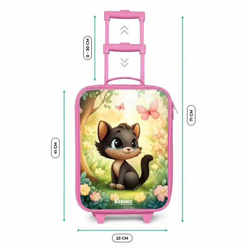 Kat - Vlinder - Bloemen Kinderkoffer - Roze klein -productfoto_formaten