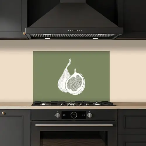 Vijgen - Minimalistisch - Getekend - Mosgroen keuken achterwand spatscherm klein -sfeer1