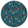 Golven - Retro - Blauw - Patroon Wandcirkel kunststof plaat 5mm dik klein 188 -3d