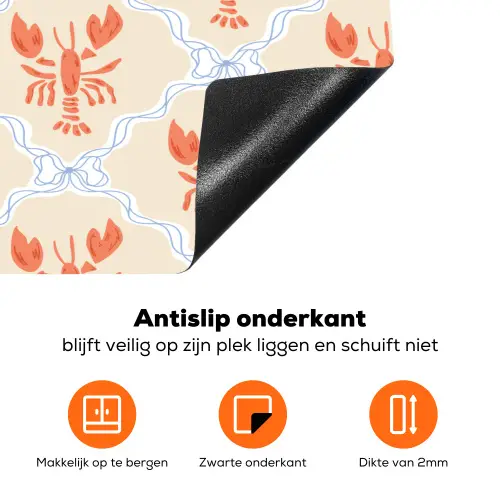 Zee - Kreeft  - Blauw - Geel - Oranje Inductie beschermer vinyl 3mm klein 276 -zzzzzzz-td-onderkant