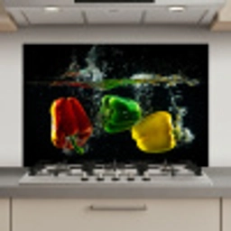Paprika - Groente - Water - Zwart - Rood - Groen - Geel keuken achterwand spatscherm klein -3d_website