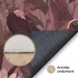 Vogels - Bladeren - Roze Vloerkleed Rechthoek klein 1091 -uniquesellingpoint_antislip_NL