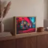 Boombox - Rood - Graffiti - Neon Light Box met batterij (Wandlamp) middel -sfeer2