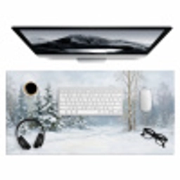 Bospad - Dennen - Sneeuw - Winter - Rustgevend Muismat XXL klein -3d