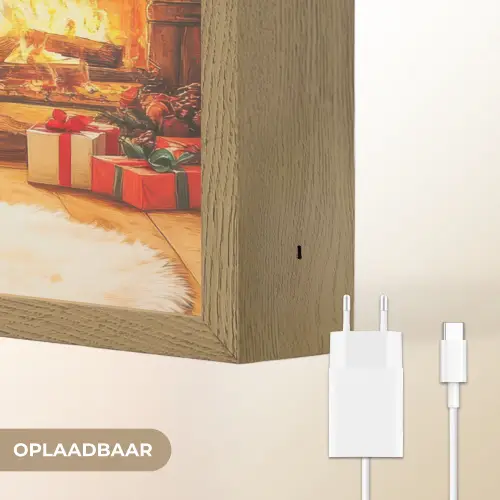 Winter - Kerst - Huis - Openhaard Light Box met batterij (Wandlamp) middel -USP_websiteoplaadbaarNL
