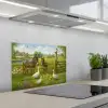 Ezels - Ganzen - Kleurrijk keuken achterwand spatscherm klein -3d_schuin