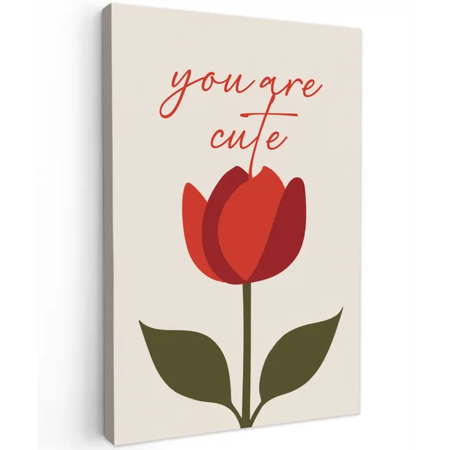 Roos - Rood - Bloem - Valentijn Tuinposter op houten frame 2 cm dik klein -3d