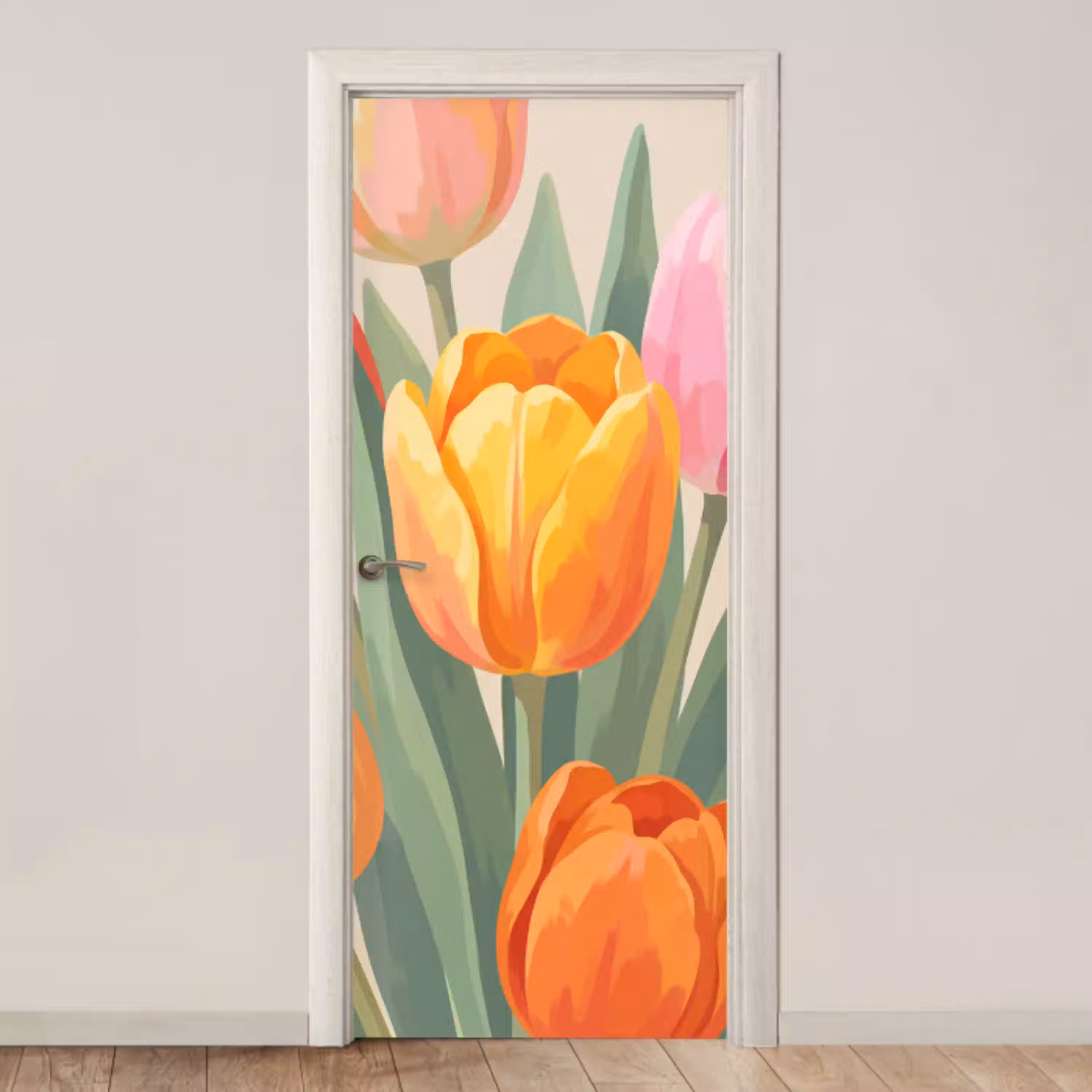 Tulpen - Abstract - Kleurrijk deurposter klein -3d_beige
