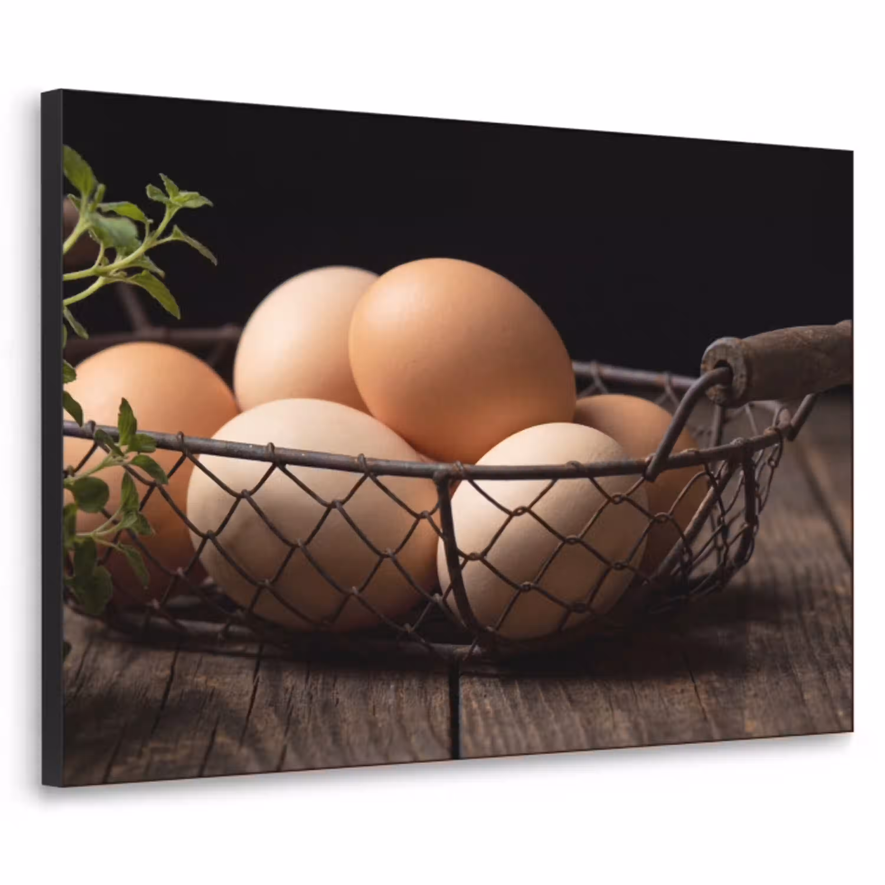 Eieren - Mand - Eten Textielframe zwart klein -3d